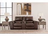 Alessandro Walnut Power Leather-match Reclining Loveseat w/ Console (Online Special Price) - Ornate Home