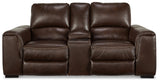 Alessandro Walnut Power Leather-match Reclining Loveseat w/ Console (Online Special Price) - Ornate Home
