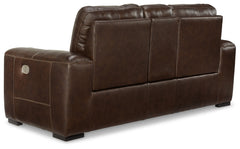Alessandro Walnut Power Leather-match Reclining Loveseat w/ Console - Ornate Home