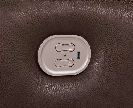 Alessandro Walnut Power Leather-match Reclining Loveseat w/ Console - Ornate Home