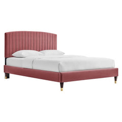 Alessi Dusty Rose Performance Velvet Queen Platform Bed - Ornate Home