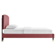 Alessi Dusty Rose Performance Velvet Queen Platform Bed - Ornate Home