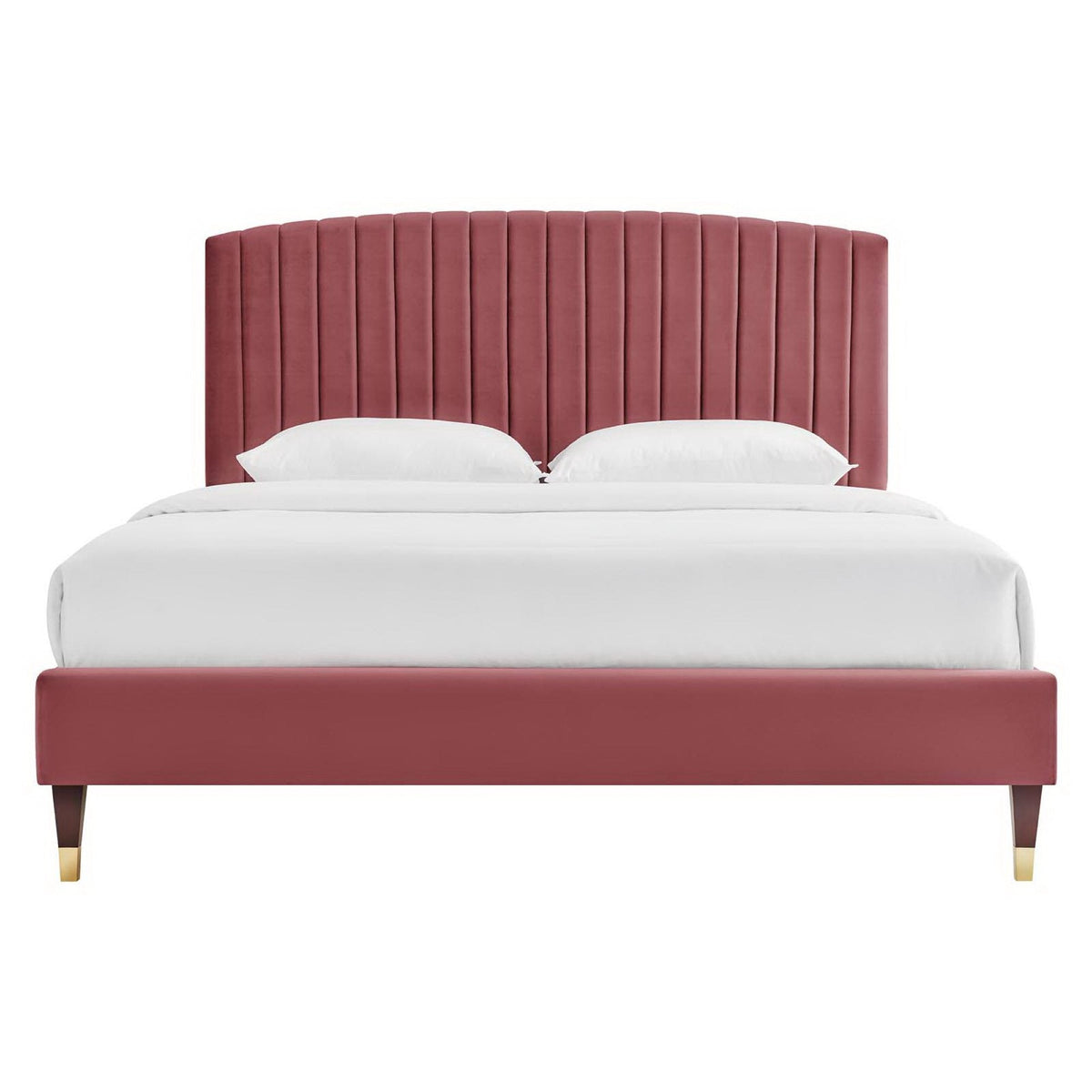 Alessi Dusty Rose Performance Velvet Queen Platform Bed - Ornate Home