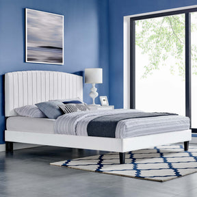 Alessi White Performance Velvet Full Platform Bed - Ornate Home