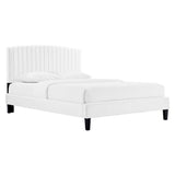 Alessi White Performance Velvet Full Platform Bed - Ornate Home