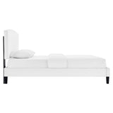 Alessi White Performance Velvet Full Platform Bed - Ornate Home