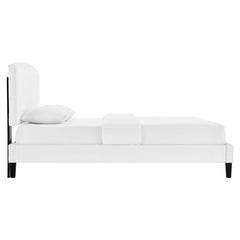 Alessi White Performance Velvet Full Platform Bed - Ornate Home