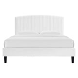 Alessi White Performance Velvet Full Platform Bed - Ornate Home
