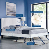 Alessi White Performance Velvet Full Platform Bed - Ornate Home