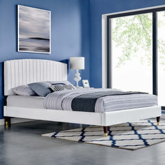 Alessi White Performance Velvet Queen Platform Bed - Ornate Home