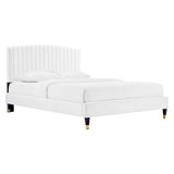 Alessi White Performance Velvet Queen Platform Bed - Ornate Home