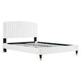 Alessi White Performance Velvet Queen Platform Bed - Ornate Home