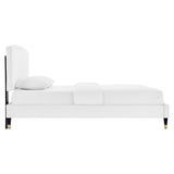 Alessi White Performance Velvet Queen Platform Bed - Ornate Home