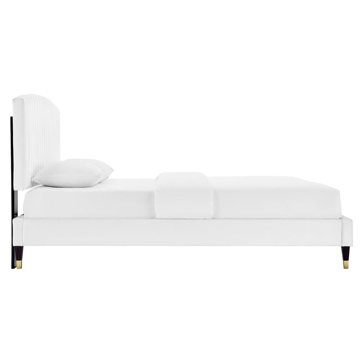 Alessi White Performance Velvet Queen Platform Bed - Ornate Home