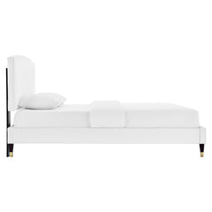Alessi White Performance Velvet Queen Platform Bed - Ornate Home