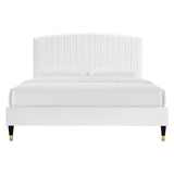 Alessi White Performance Velvet Queen Platform Bed - Ornate Home