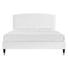 Alessi White Performance Velvet Queen Platform Bed - Ornate Home