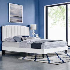 Alessi White Performance Velvet Twin Platform Bed - Ornate Home