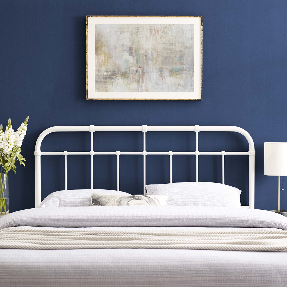 Alessia White Metal Full Headboard - Ornate Home