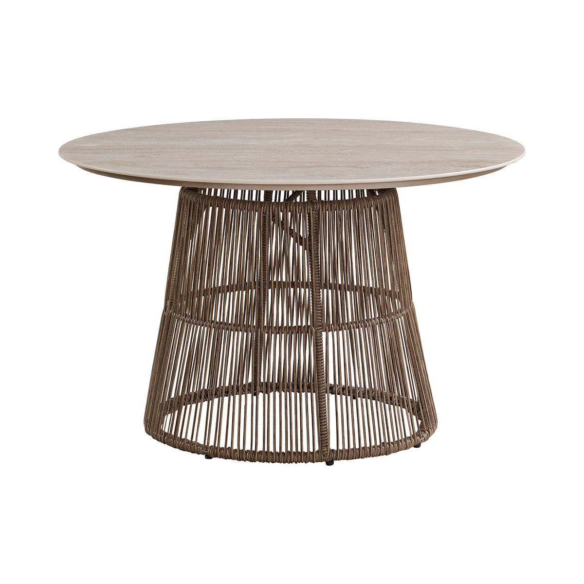 Alesso Brown/Sand Outdoor Round Dining Table - Ornate Home