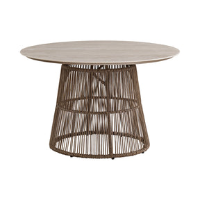 Alesso Brown/Sand Outdoor Round Dining Table - Ornate Home