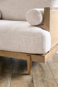 Alesund Beige/Light Oak Sofa & Loveseat - Ornate Home
