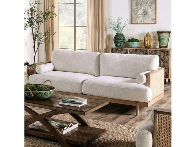 Alesund Beige & Light Oak Sofa - Ornate Home