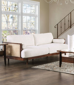 Alesund Beige/Walnut Sofa & Loveseat - Ornate Home