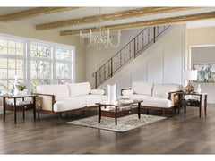 Alesund Beige/Walnut Sofa & Loveseat - Ornate Home
