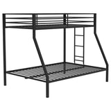 Alevera Black Metal Twin Over Full Bunk Bed with Ladder - Ornate Home
