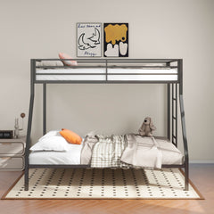 Alevera Black Metal Twin Over Full Bunk Bed with Ladder - Ornate Home