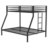 Alevera Black Metal Twin Over Full Bunk Bed with Ladder - Ornate Home