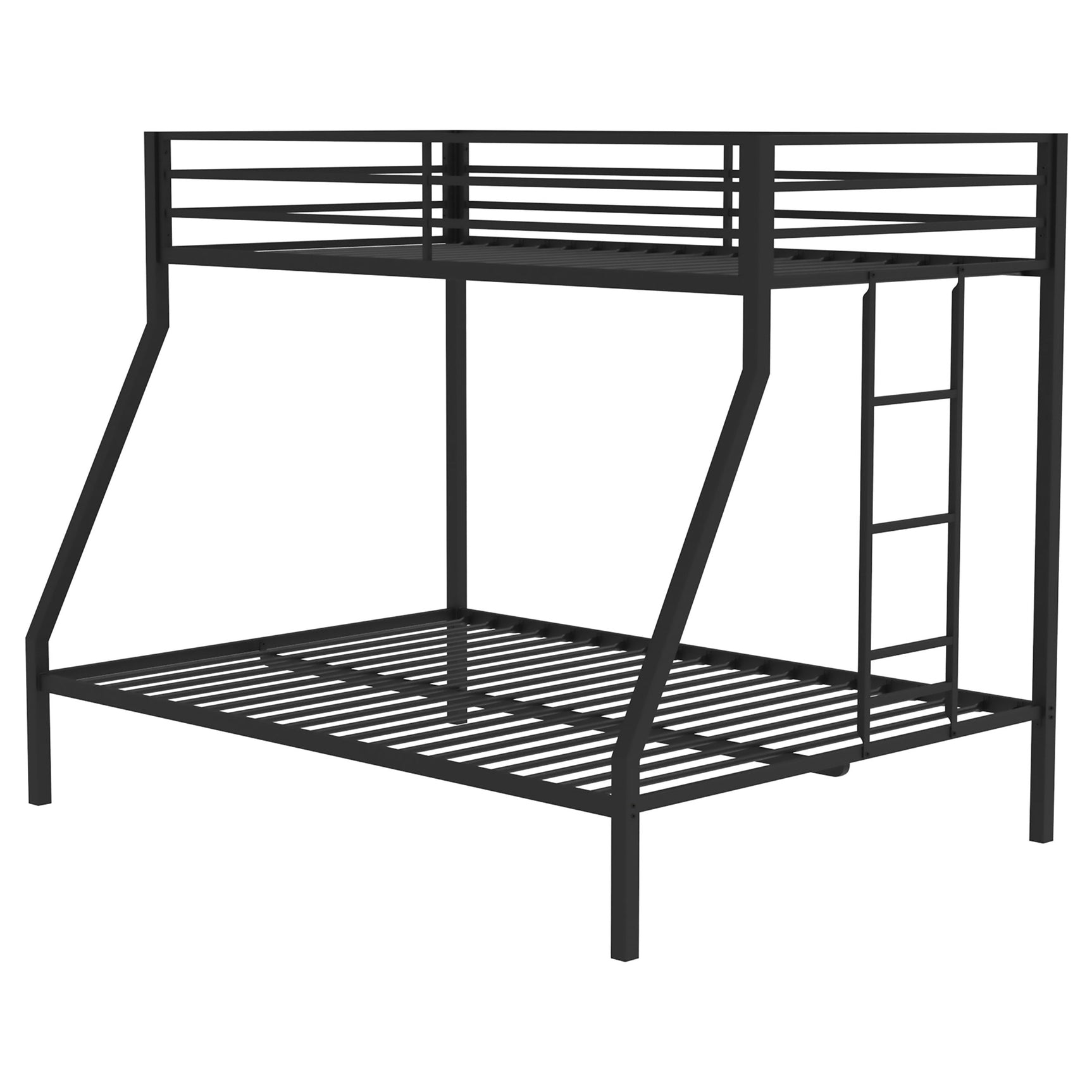Alevera Black Metal Twin Over Full Bunk Bed with Ladder - Ornate Home