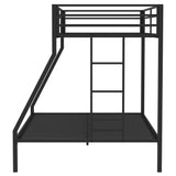 Alevera Black Metal Twin Over Full Bunk Bed with Ladder - Ornate Home
