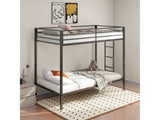 Alevera Black Metal Twin Over Twin Bunk Bed with Ladder - Ornate Home
