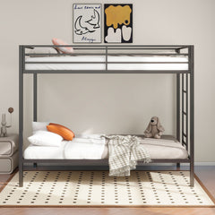 Alevera Black Metal Twin Over Twin Bunk Bed with Ladder - Ornate Home