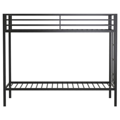Alevera Black Metal Twin Over Twin Bunk Bed with Ladder - Ornate Home