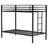Alevera Black Metal Twin Over Twin Bunk Bed with Ladder - Ornate Home