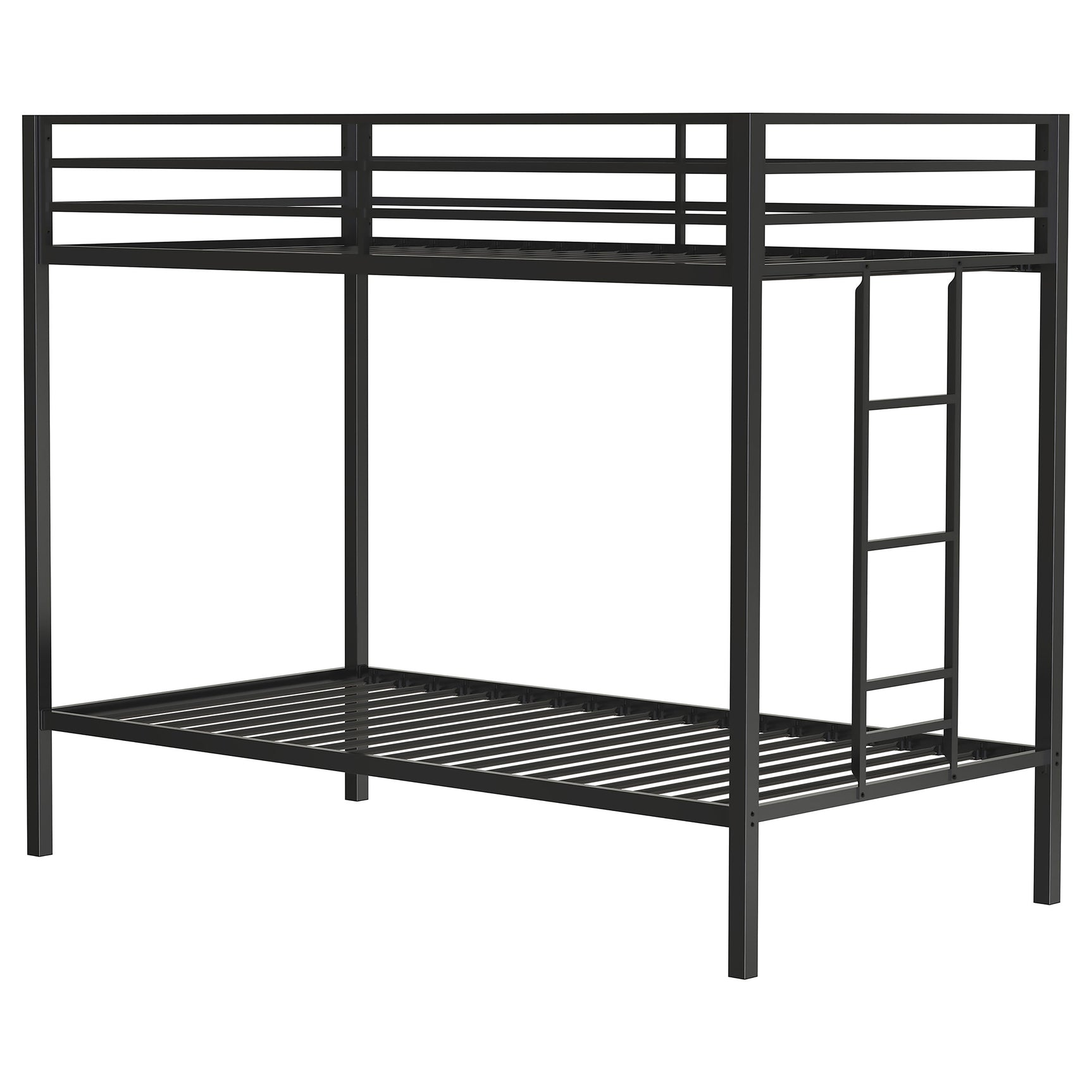 Alevera Black Metal Twin Over Twin Bunk Bed with Ladder - Ornate Home