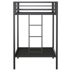 Alevera Black Metal Twin Over Twin Bunk Bed with Ladder - Ornate Home