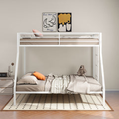 Alevera White Metal Twin Over Full Bunk Bed with Ladder - Ornate Home