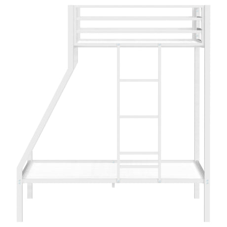 Alevera White Metal Twin Over Full Bunk Bed with Ladder - Ornate Home