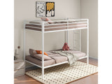 Alevera White Metal Twin Over Twin Bunk Bed with Ladder - Ornate Home