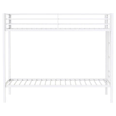Alevera White Metal Twin Over Twin Bunk Bed with Ladder - Ornate Home