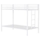 Alevera White Metal Twin Over Twin Bunk Bed with Ladder - Ornate Home