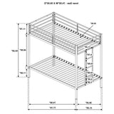 Alevera White Metal Twin Over Twin Bunk Bed with Ladder - Ornate Home
