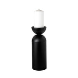 Alex Black Large Metal Cylindrical Table Candle Holder - Ornate Home