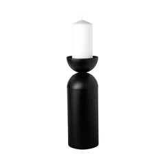 Alex Black Large Metal Cylindrical Table Candle Holder - Ornate Home