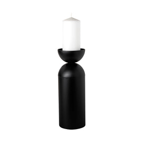 Alex Black Large Metal Cylindrical Table Candle Holder - Ornate Home