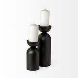 Alex Black Large Metal Cylindrical Table Candle Holder - Ornate Home